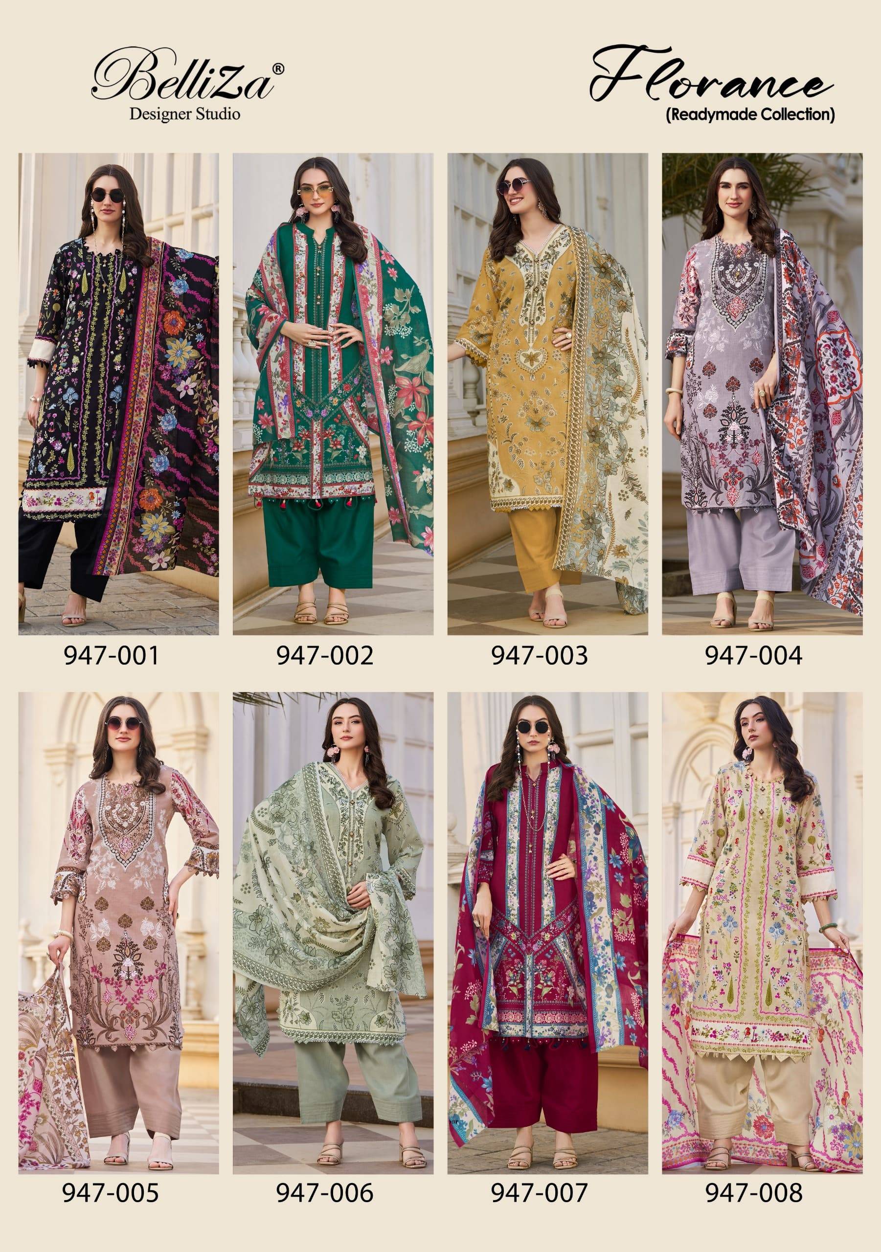 Florance By BelliZa DesigNer Studio 947 001 to 947 008 Series Beautiful Festive Suits Stylish Fancy Colorful Casual Wear & Ethnic Wear Pure Cotton Print Dresses At Wholesale Price